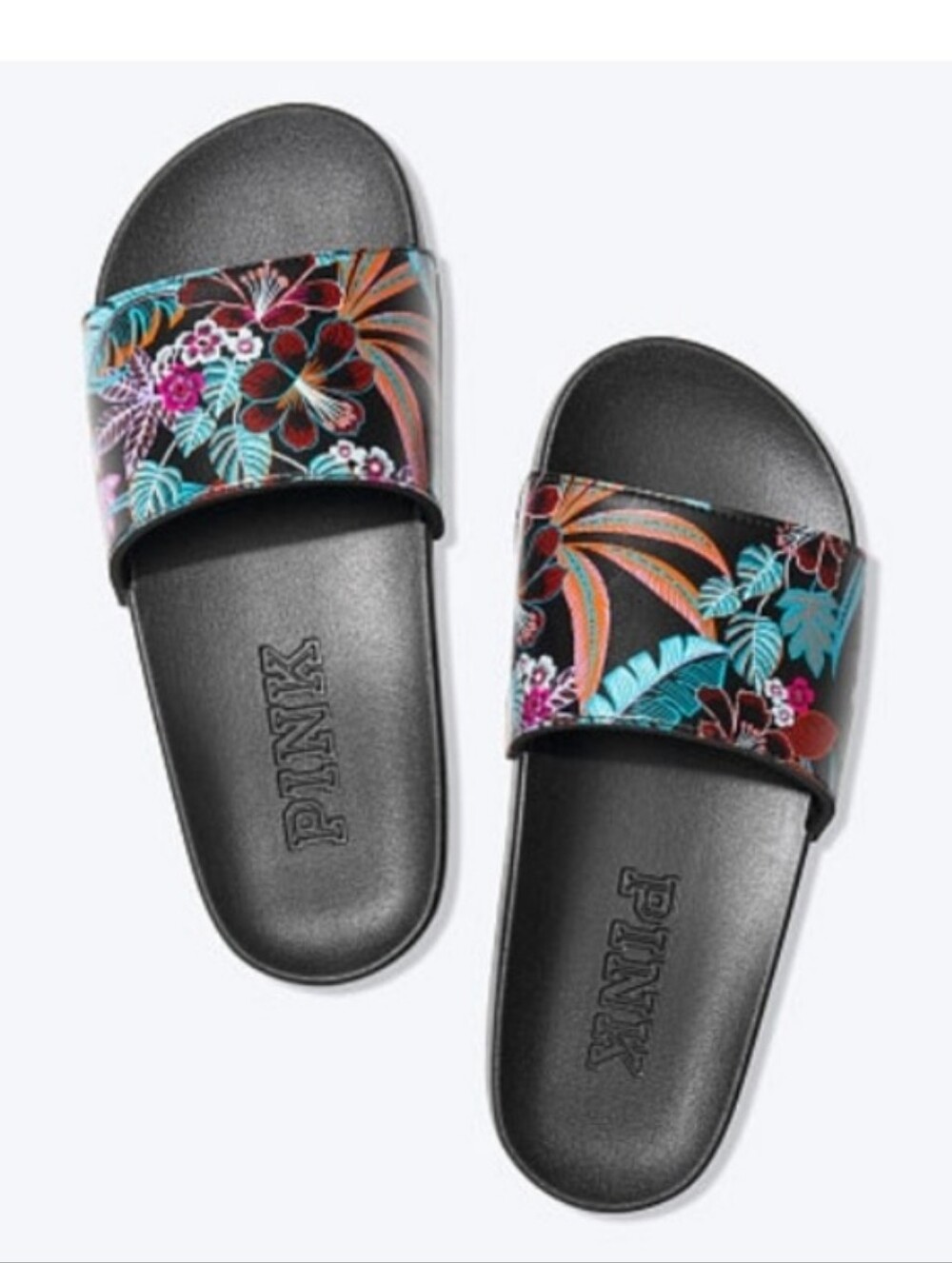 PINK VS Black Multi Colored & Tropical Floral Logo Slides Large 9/10